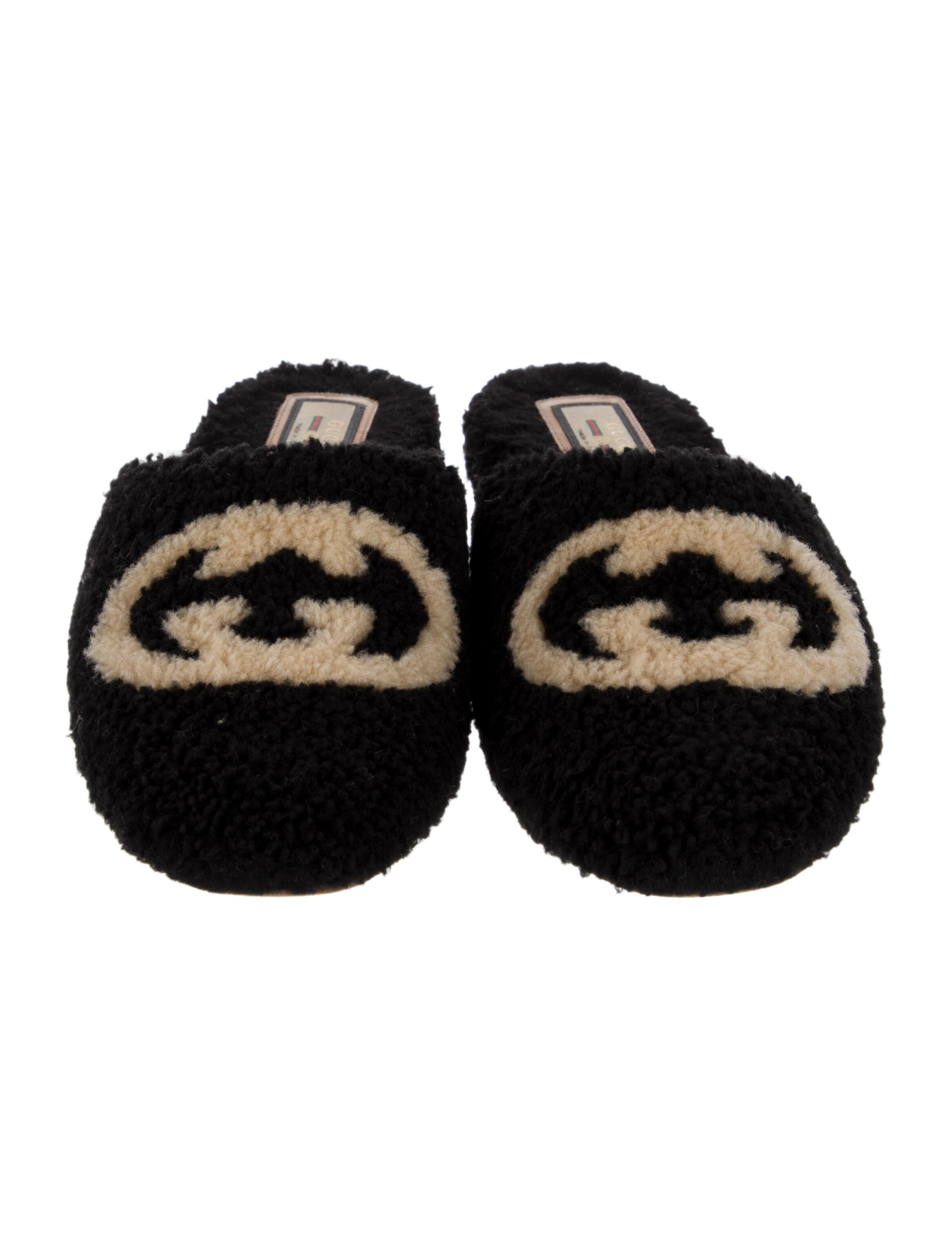 Gucci Interlocking G Logo Shearling Mules